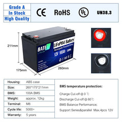 BATE-B 12.8V 100Ah lifepo4 battery