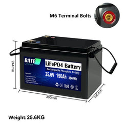 25.6V150Ah lifepo4 battery