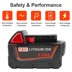 18V 6Ah Replace Battery For Milwaukee